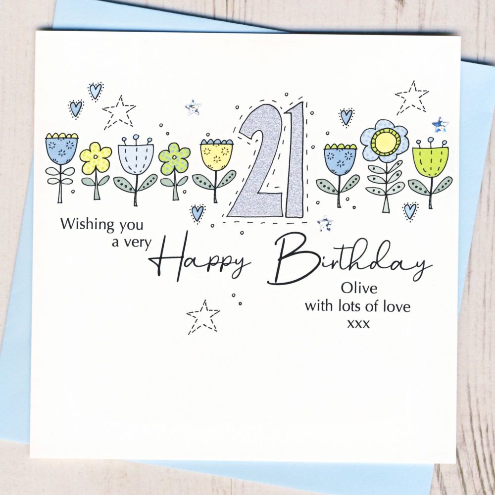<!-- 000 -->Personalised Floral 21st Birthday Card