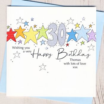Personalised Starry 30th Birthday Card