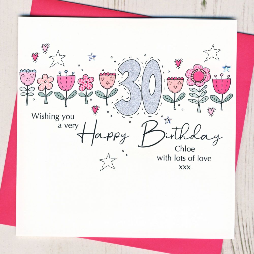 <!-- 000 -->Personalised Floral 30th Birthday Card