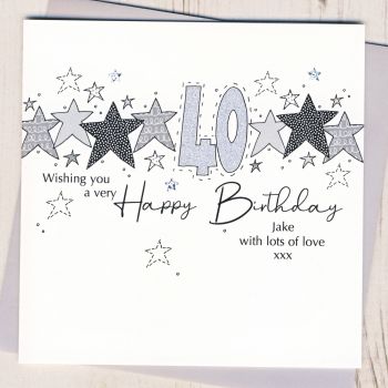 Personalised Starry 40th Birthday Card