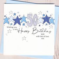 <!-- 001 -->Personalised Starry 50th Birthday Card