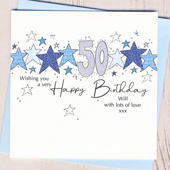 Personalised Starry 50th Birthday Card