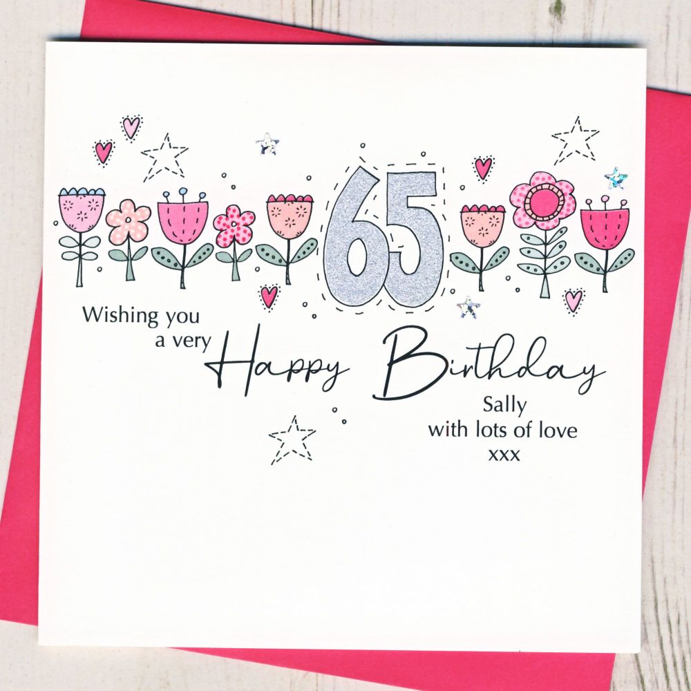 <!-- 000 -->Personalised Floral 65th Birthday Card