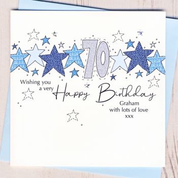 Personalised Starry 70th Birthday Card