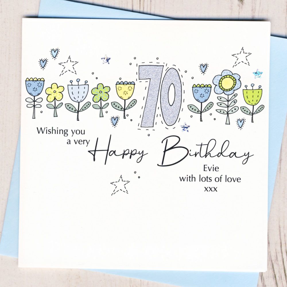 <!-- 000 -->Personalised Floral 70th Birthday Card