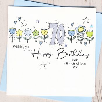 Personalised Floral 70th Birthday Card