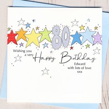 Personalised Starry 80th Birthday Card