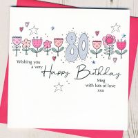 <!-- 000 -->Personalised Floral 80th Birthday Card