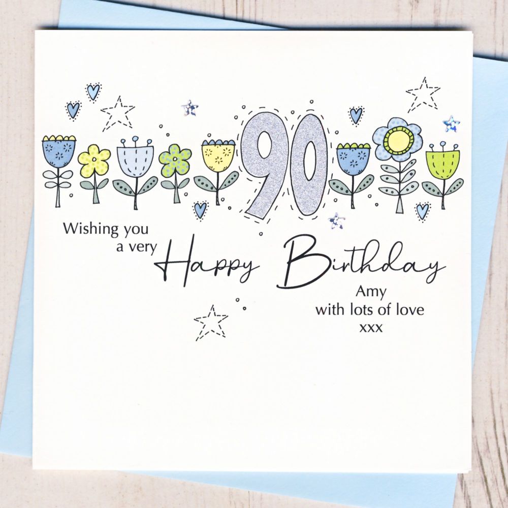 Personalised Floral 90th Birthday Card