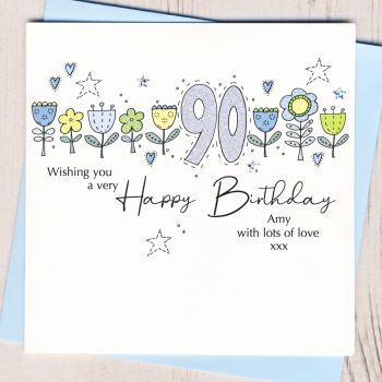Personalised Floral 90th Birthday Card
