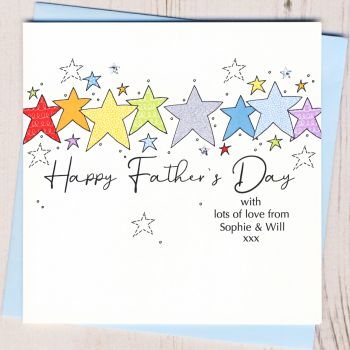 Personalised Rainbow Stars Father's Day Card
