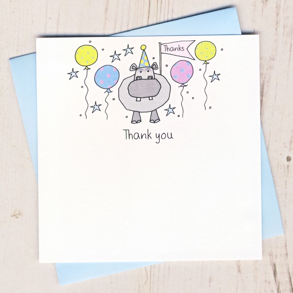 Pack of Hippo Thank You Cards