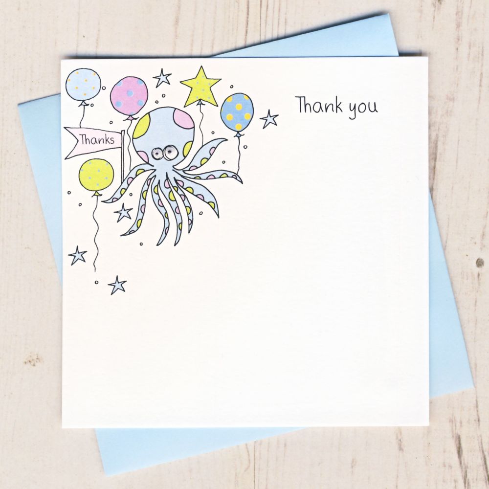 Pack of Octopus Thank You Cards