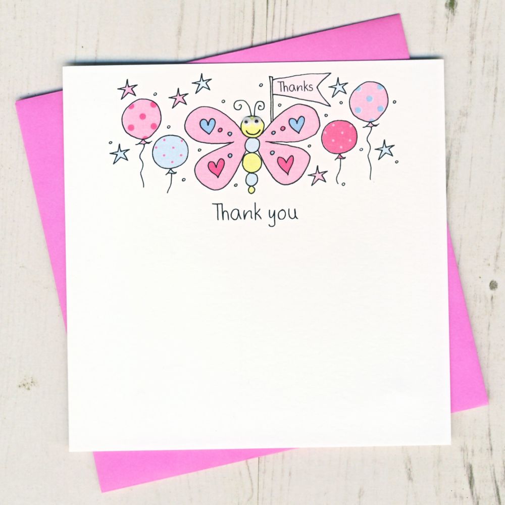 Pack of Butterfly Thank You Cards