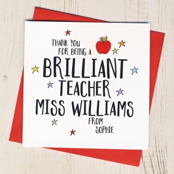 Personalised Apple Teacher Thank You Card