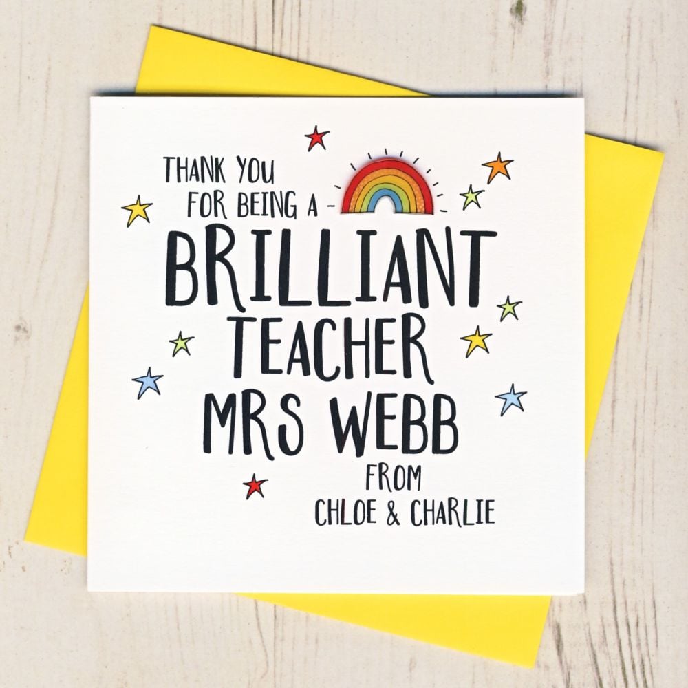 Personalised Rainbow Teacher Thank You Card