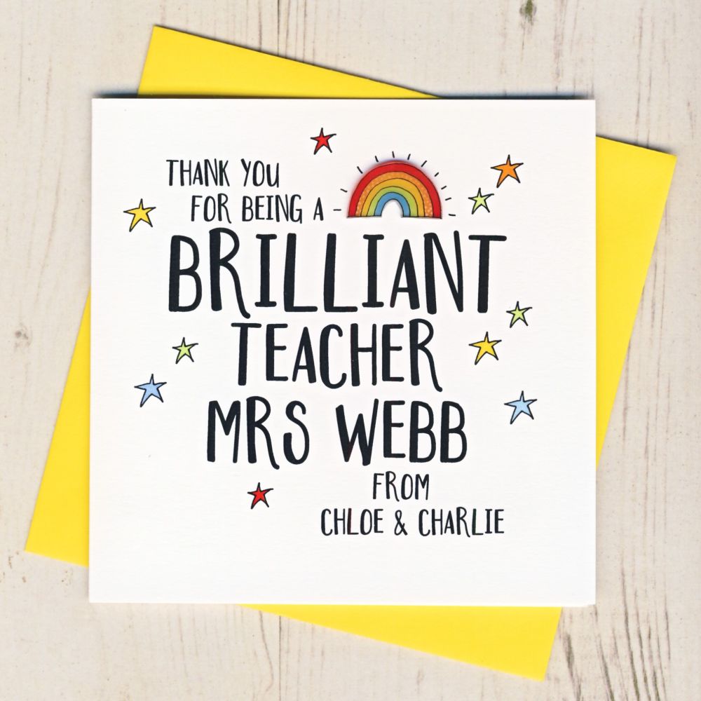 <!-- 000 -->Personalised Rainbow Teacher Thank You Card