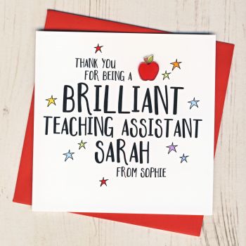 Personalised Apple Teaching Assistant Thank You Card