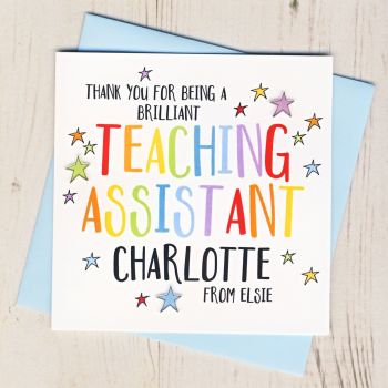 Personalised Colourful Teaching Assistant Thank You Card