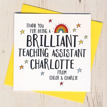 Personalised Rainbow Teaching Assistant Thank You Card