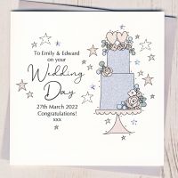 <!-- 021 -->Personalised Floral Wedding Cake Card