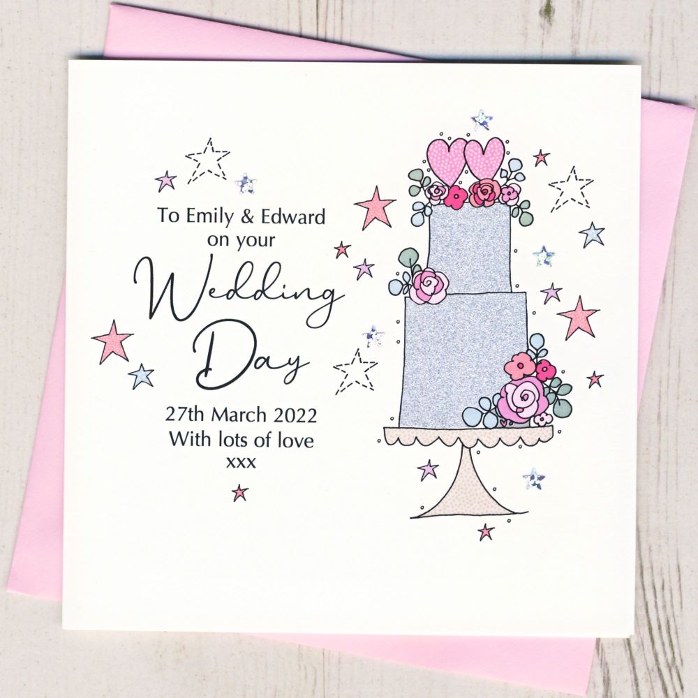 Personalised Floral Wedding Cake Card