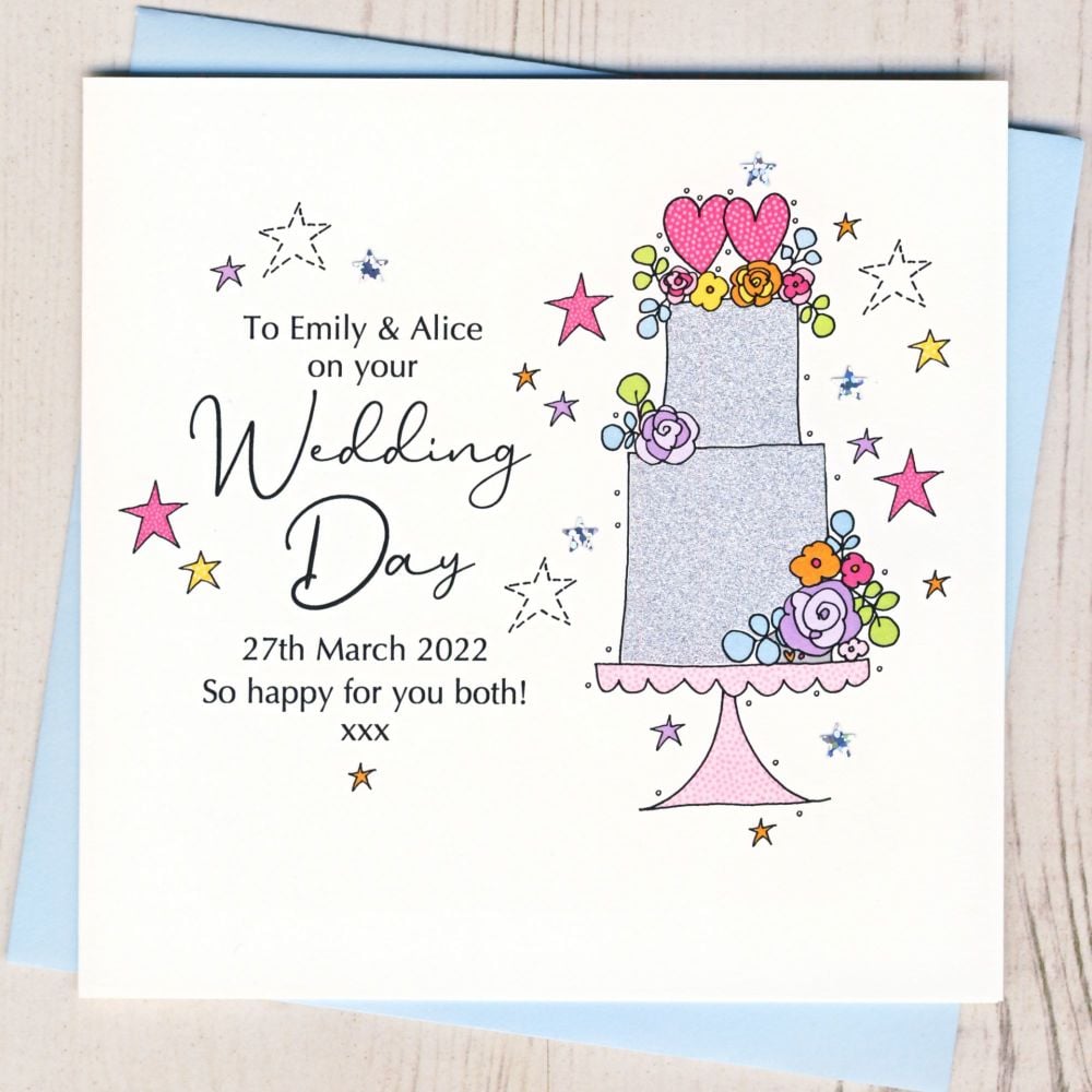 <!-- 003 -->Personalised Floral Wedding Cake Card