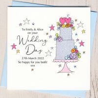 <!-- 022 -->Personalised Floral Wedding Cake Card