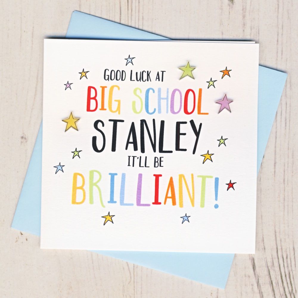 <!-- 000 -->Personalised Colourful Good Luck At Big School Card