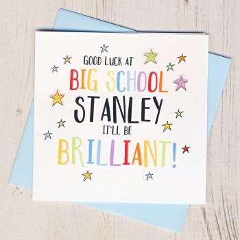 Personalised Colourful Good Luck At Big School Card