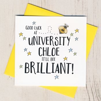 Personalised Bee Good Luck At University Card