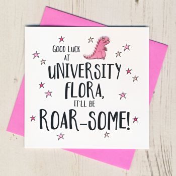Personalised Roar Some Good Luck At University Card