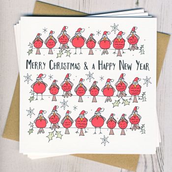  xPack of Five Christmas Robins Cards