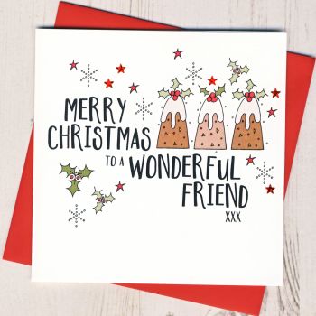 Friend Christmas Puddings Card