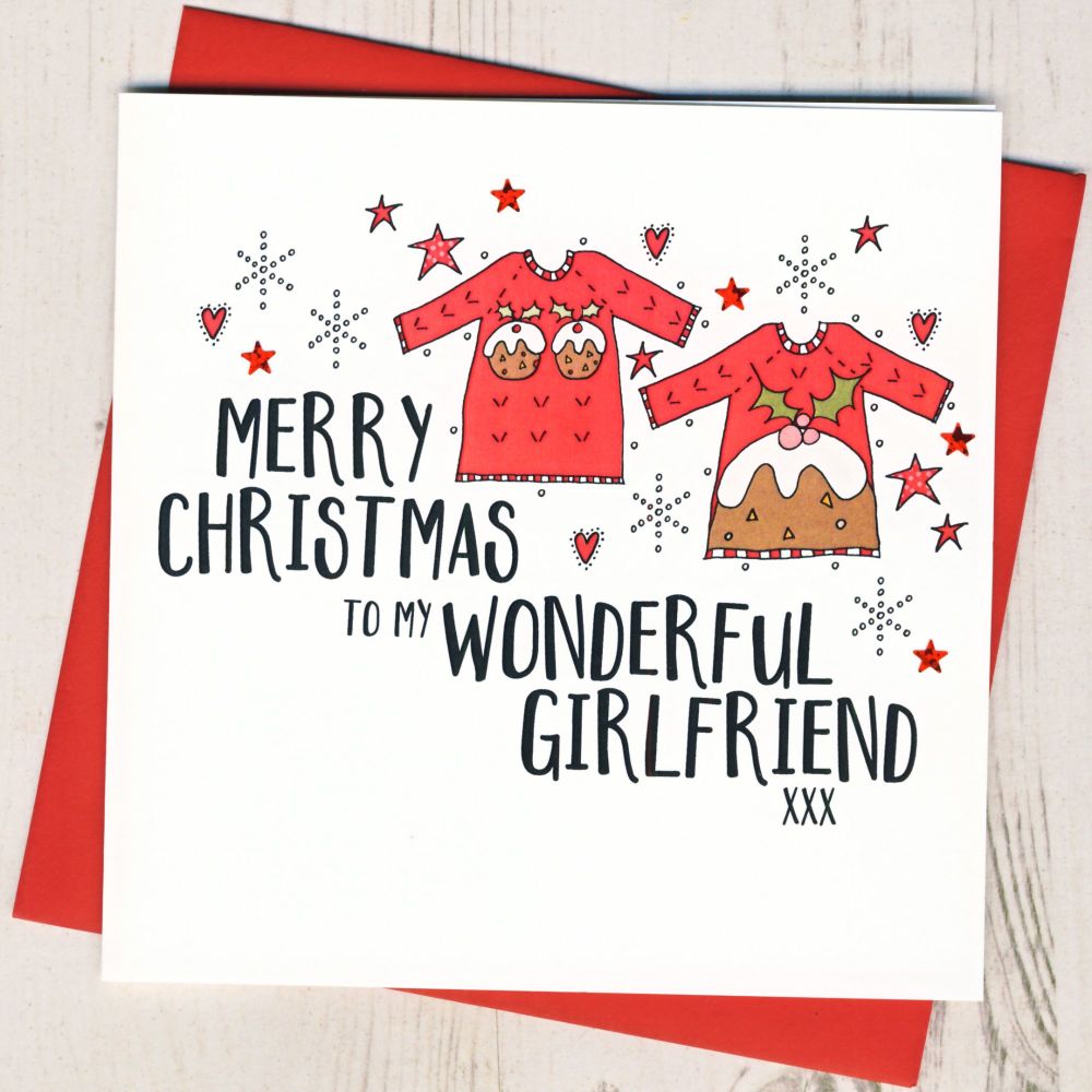 Handmade Sparkling Girlfriend Christmas Card