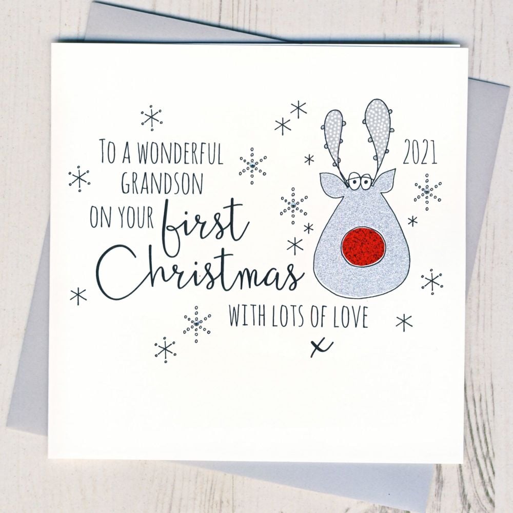 <!-- 011-->Glittery Grandson's First Christmas Card