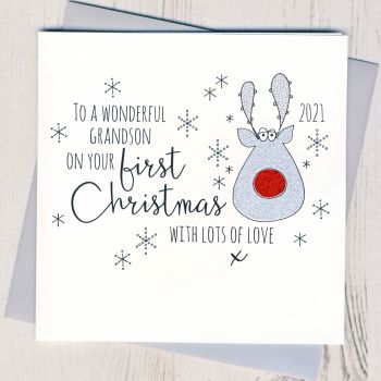 Glittery Grandson's First Christmas Card