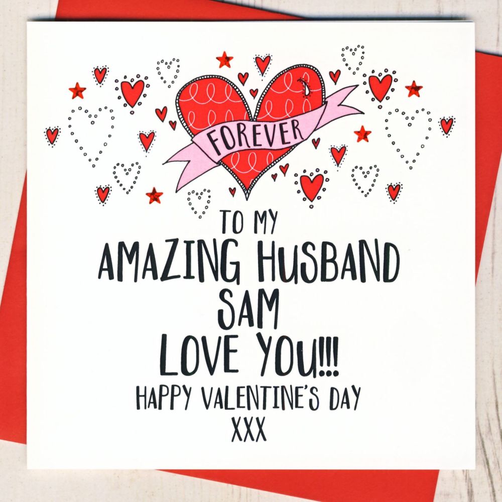 <!-- 004 -->Personalised Amazing Husband Valentines Card