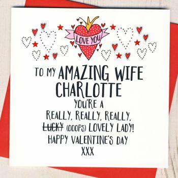 Personalised Lucky Wife Valentines Card