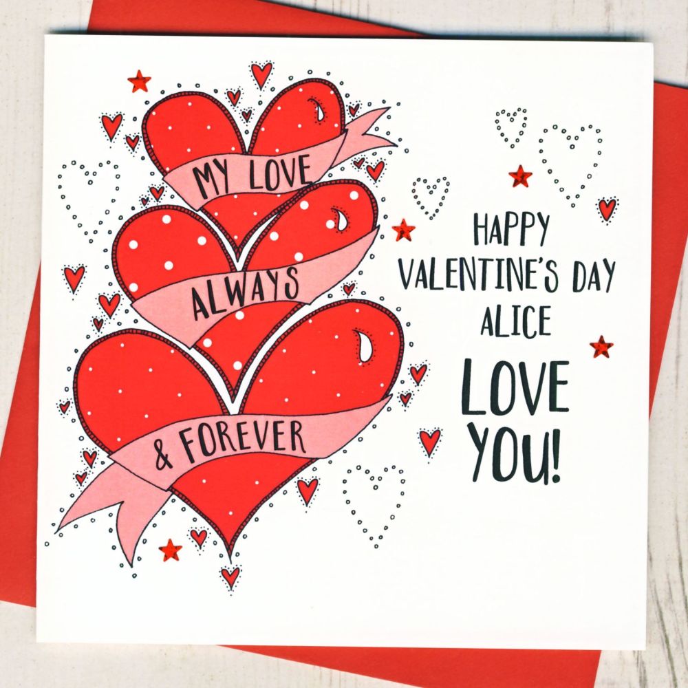 <!-- 006 -->Personalised Always & Forever Valentines Card