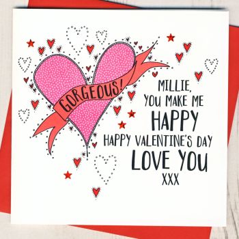 Personalised You Make Me Happy Valentines Card