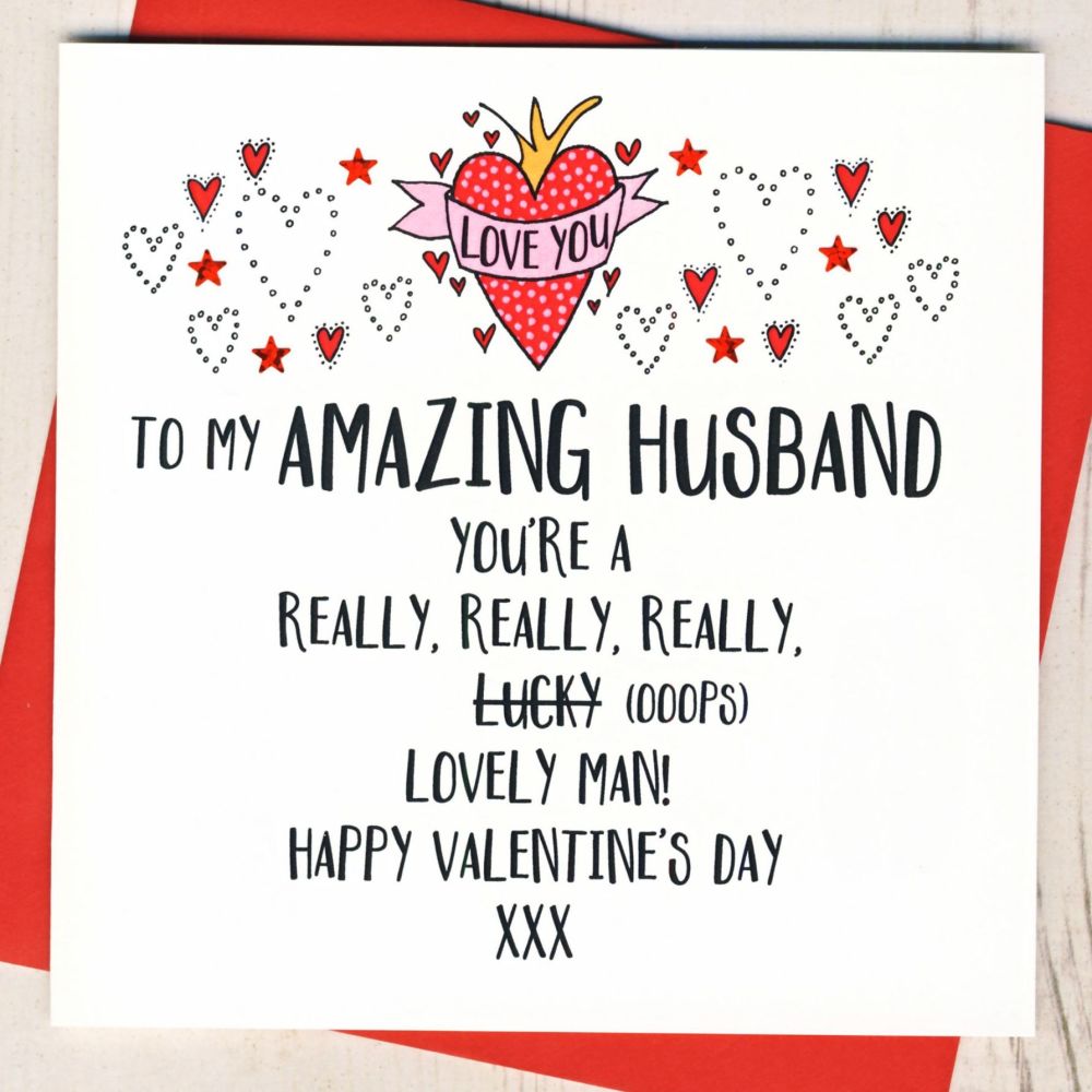 <!-- 002 -->Lucky Husband Valentines Card