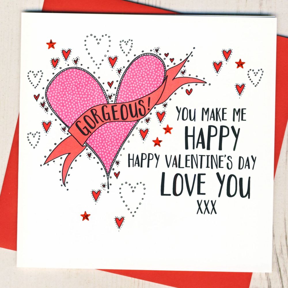 <!-- 008 -->You Make Me Happy Valentines Card