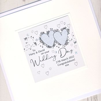 Large Personalised Wedding Hearts Card