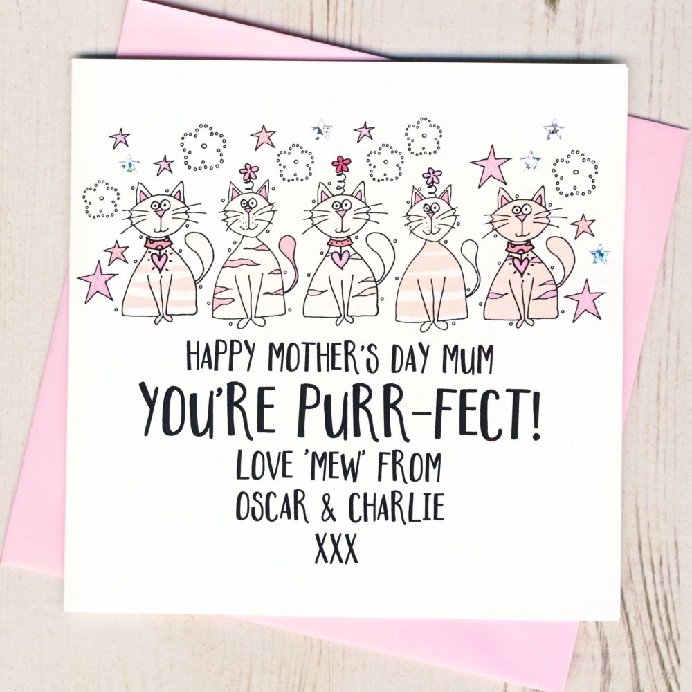 <!-- 023 -->Personalised Mother's Day Card From The Cat or Cats