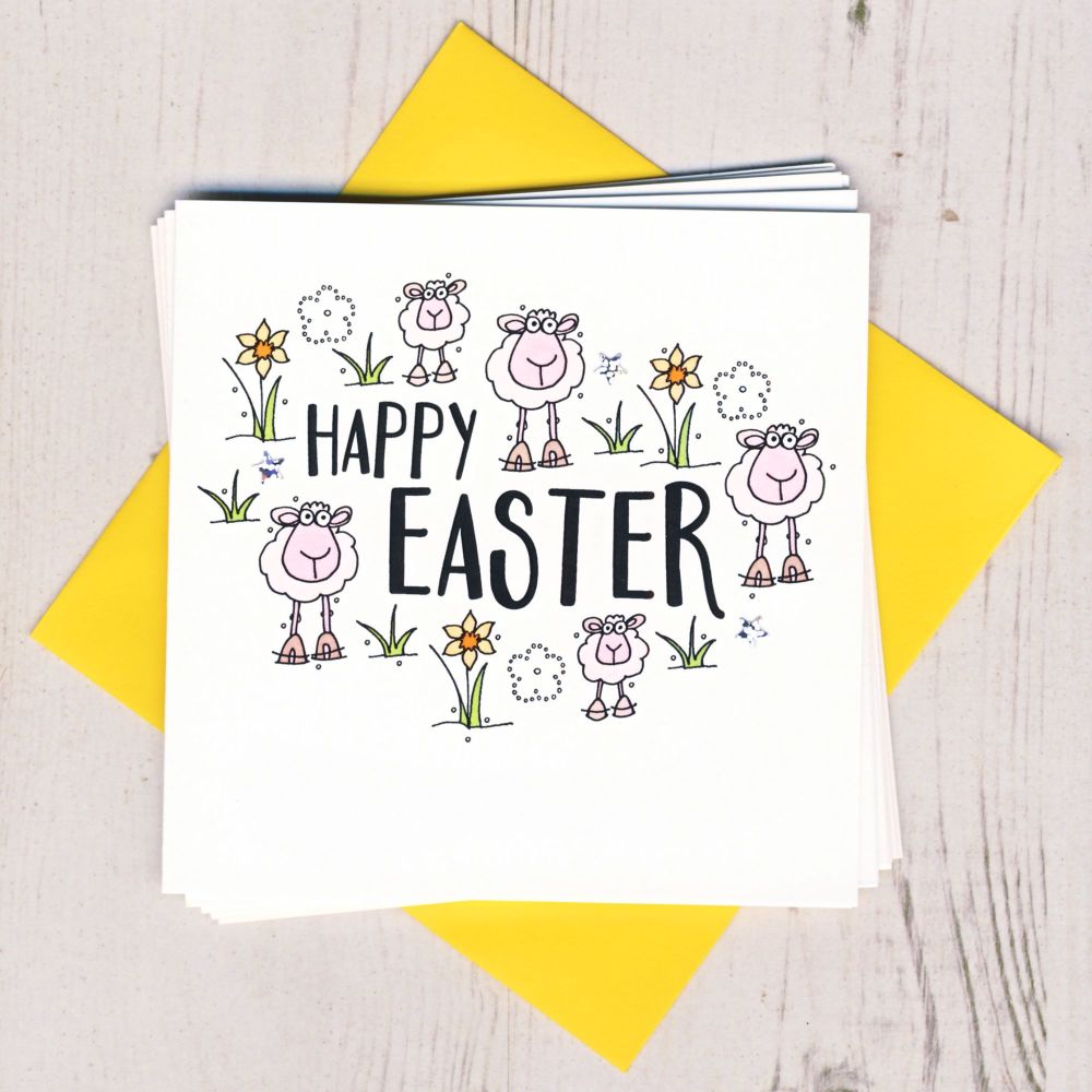 <!-- 005 -->Pack of Five Easter Lambs Cards