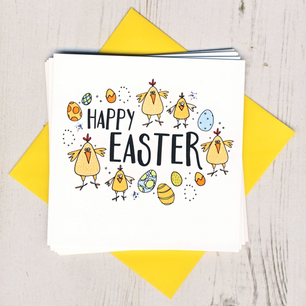 <!-- 003 -->Pack of Five Easter Chicks Cards