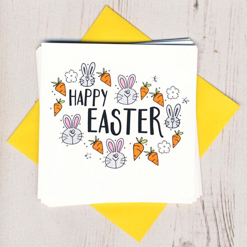 <!-- 002 -->Pack of Five Easter Bunnies Cards