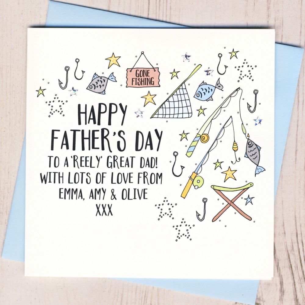 <!-- 011 --> Personalised Fishing  Father's Day Card