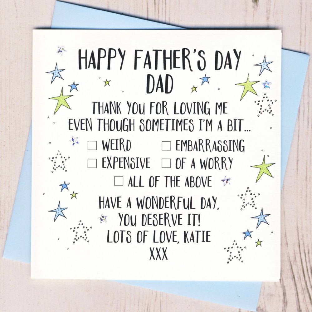 <!-- 013 --> Personalised Fun Tick Box Father's Day Card